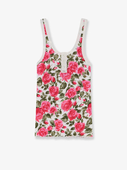 Canotta Henley in cotone con motivo floreale all-over thumbnail