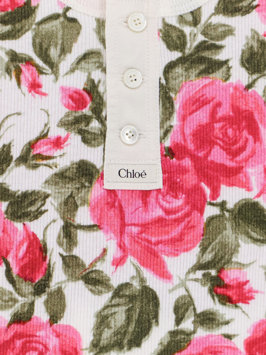 Canotta Henley in cotone con motivo floreale all-over