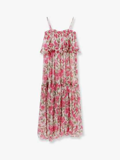 Silk long dress with floral print thumbnail