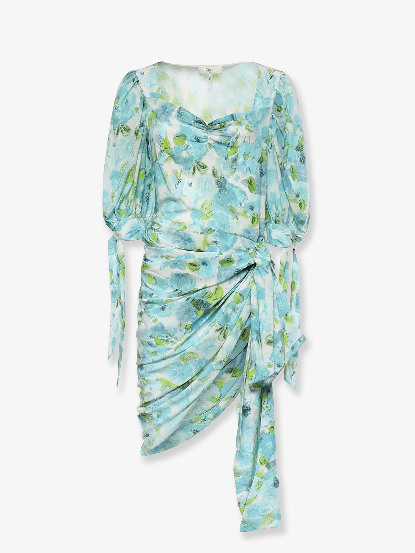 Silk dress with multicolor floral print