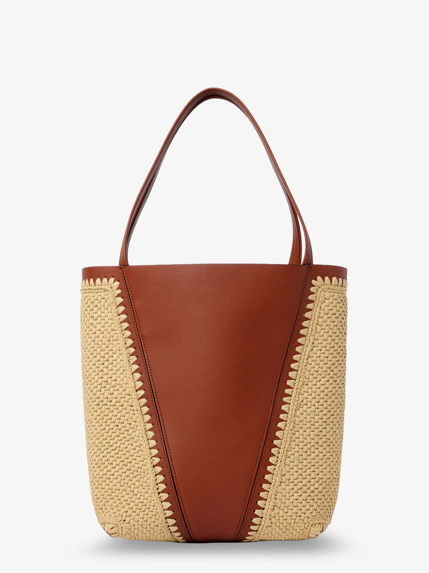 Chloé Spin leather and raffia shoulder bag