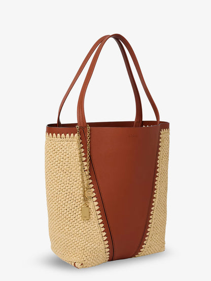 Chloé Spin leather and raffia shoulder bag thumbnail
