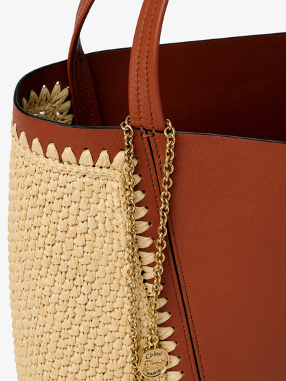 Chloé Spin leather and raffia shoulder bag thumbnail