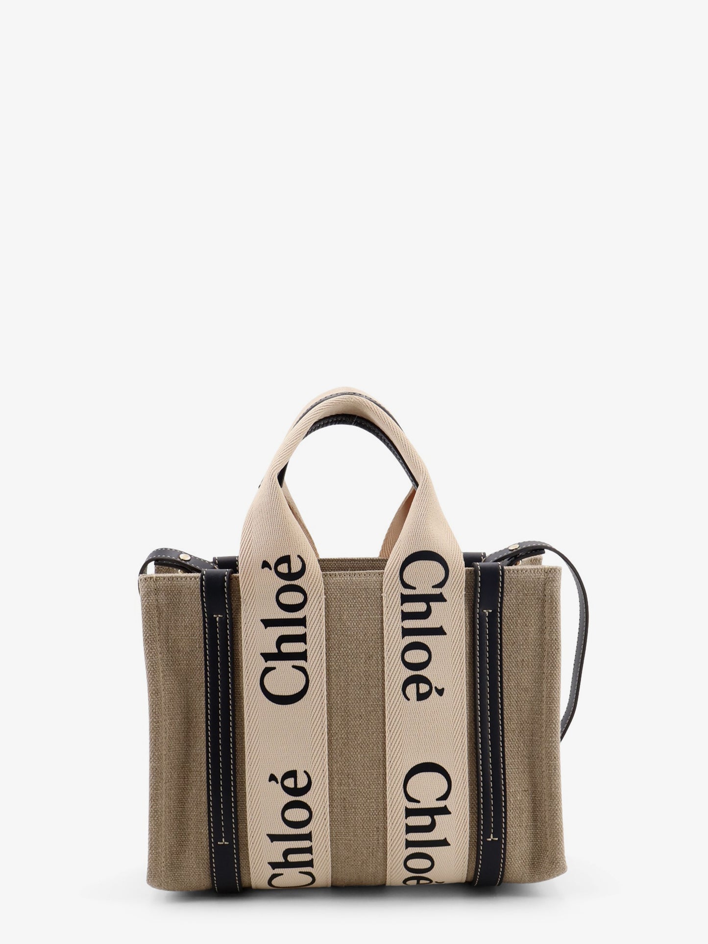 Woody linen canvas and leather crossbody bag