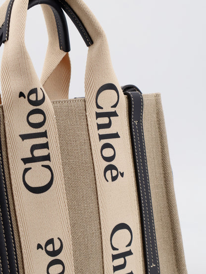 Woody linen canvas and leather crossbody bag thumbnail