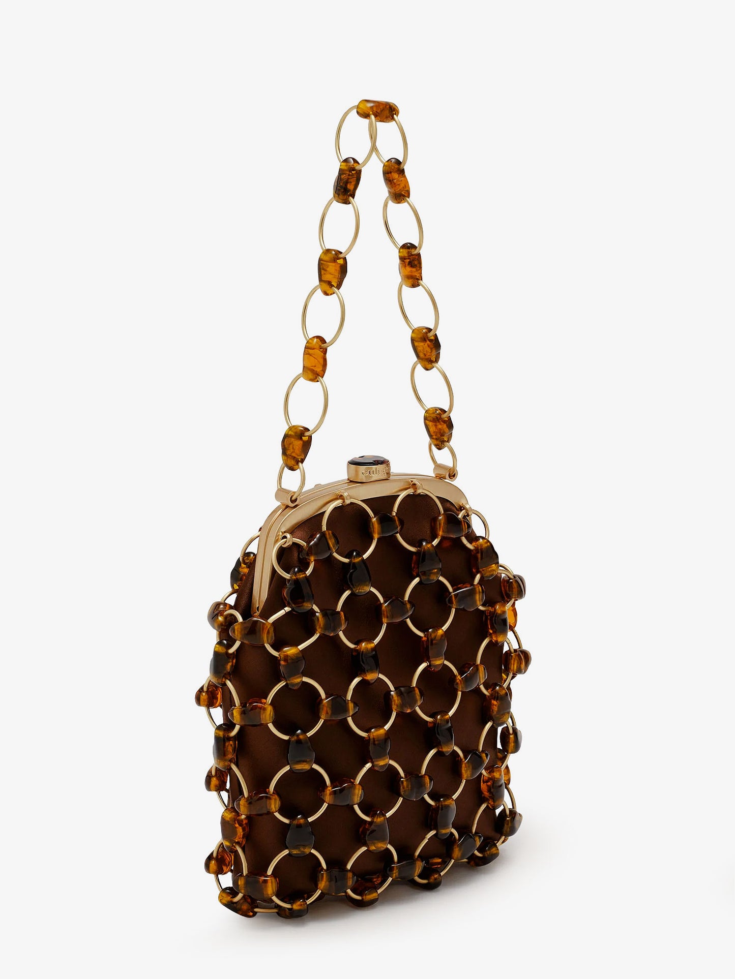Brielle Wristlet leather handbag with all-over pearl detail