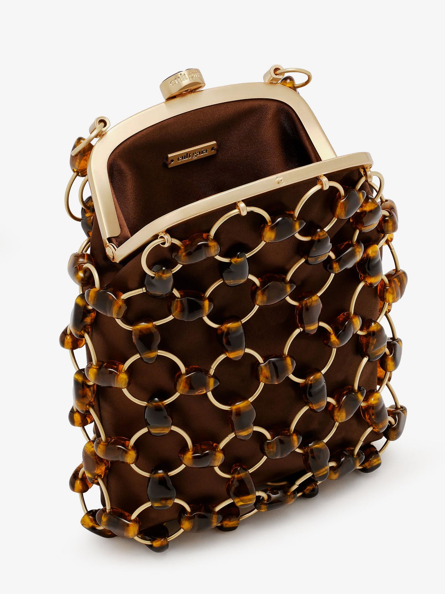 Brielle Wristlet leather handbag with all-over pearl detail
