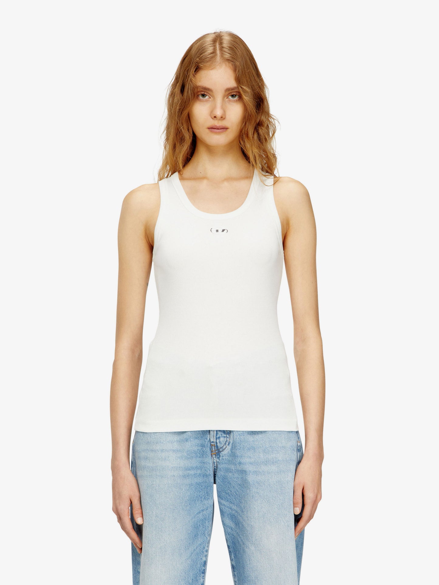 Slim fit ribbed tank top with metal Oval D