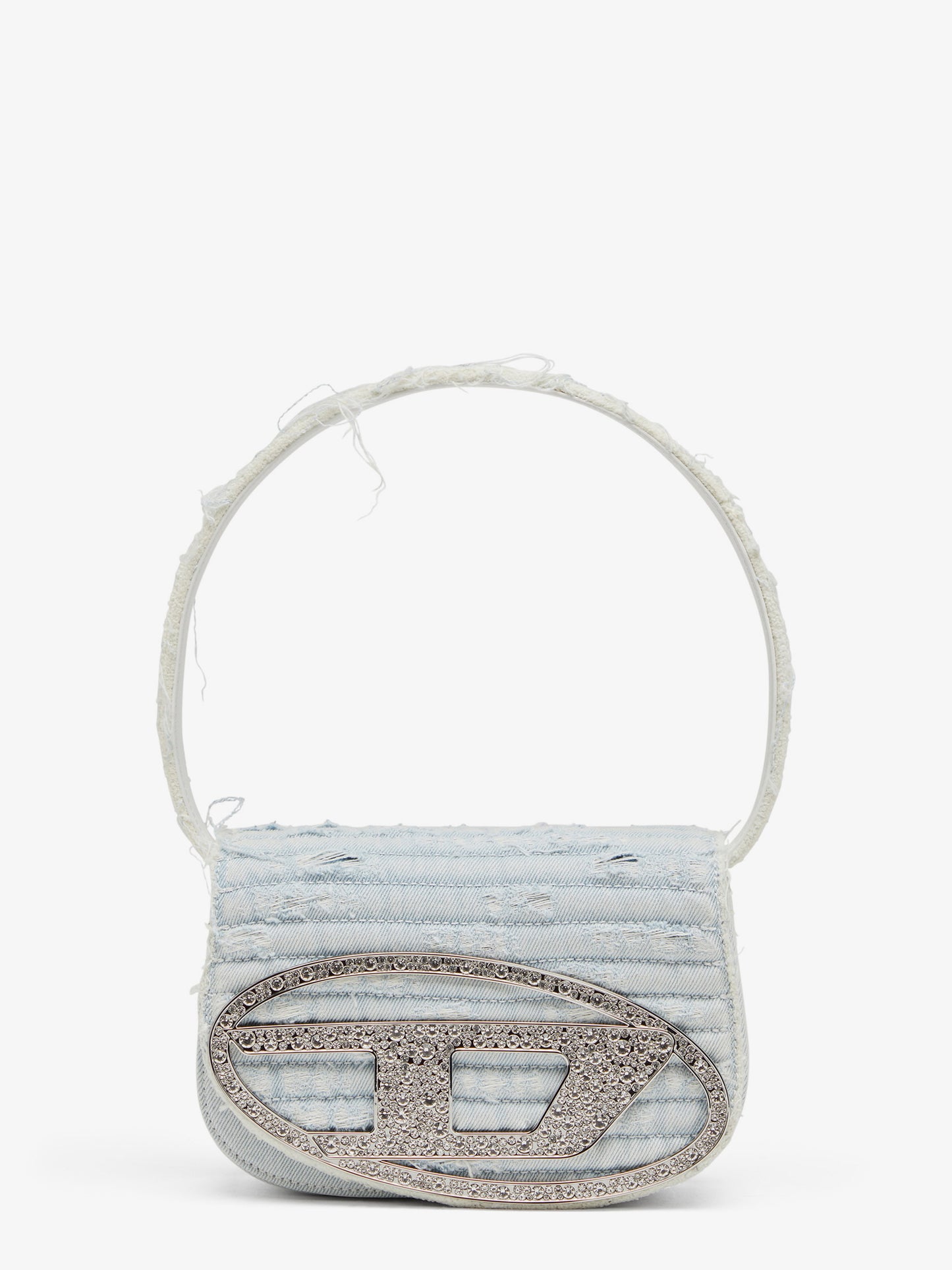 1DR denim shoulder bag with rhinestone D logo