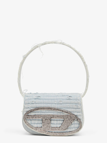 1DR denim shoulder bag with rhinestone D logo thumbnail