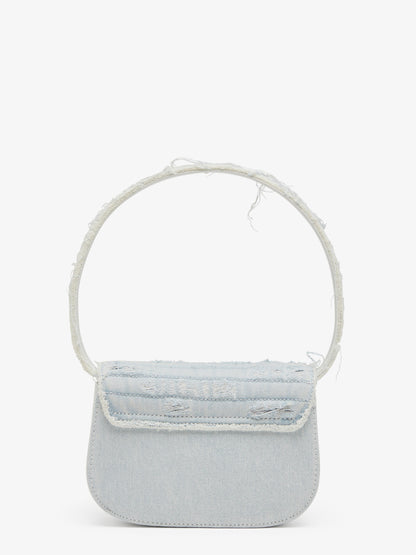 1DR denim shoulder bag with rhinestone D logo thumbnail
