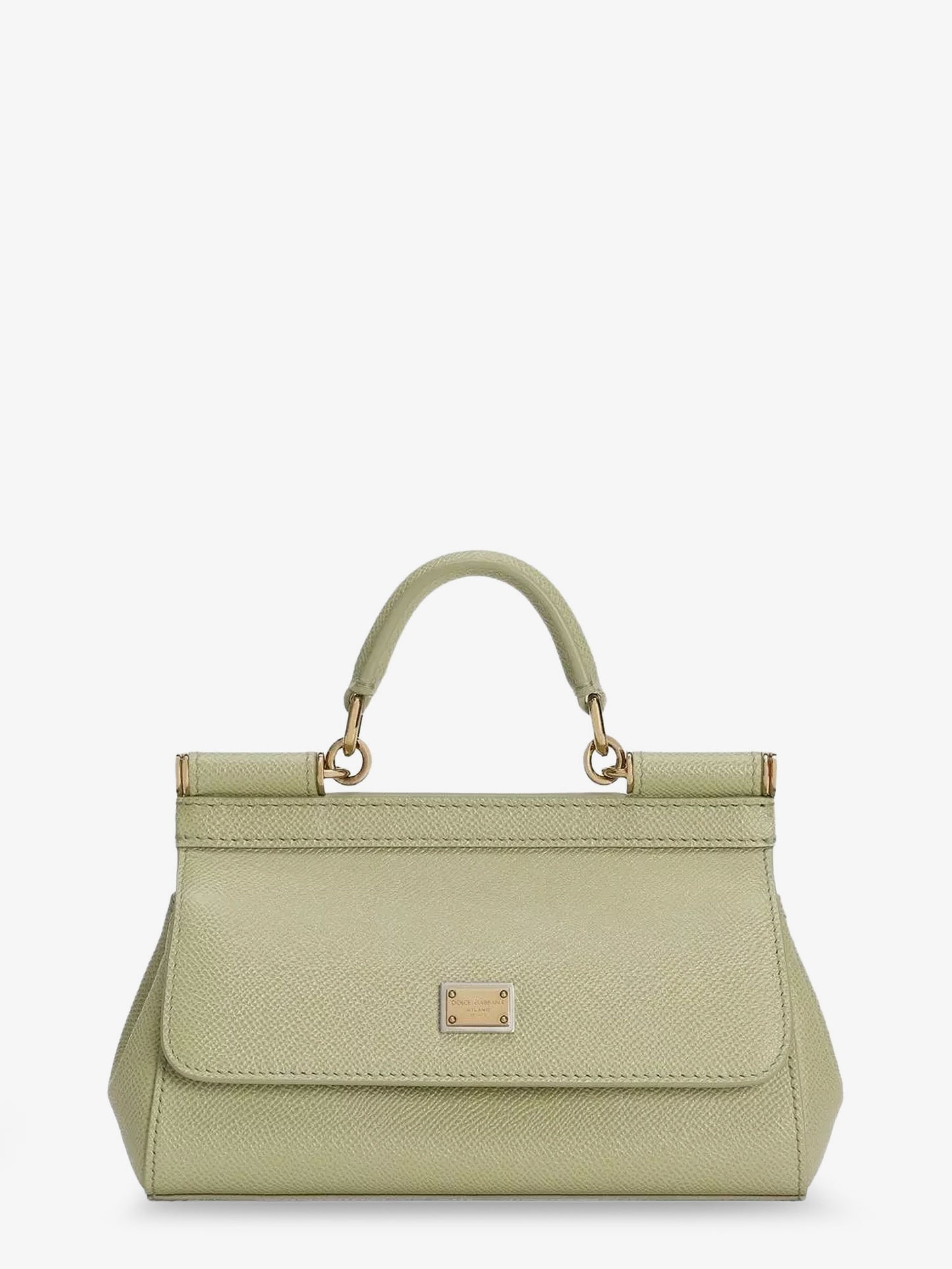 Sicily Small leather shoulder bag with metal logo patch