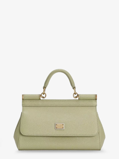 Sicily Small leather shoulder bag with metal logo patch thumbnail
