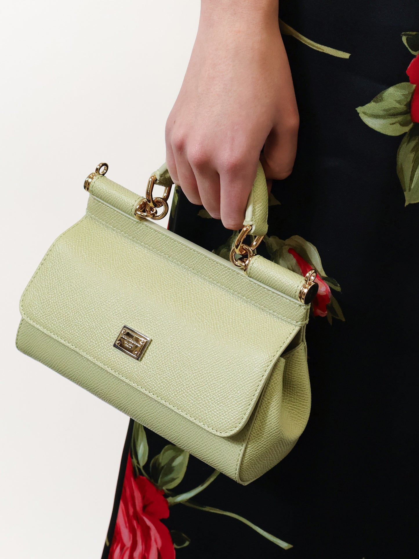 Sicily Small leather shoulder bag with metal logo patch
