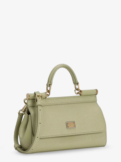 Sicily Small leather shoulder bag with metal logo patch thumbnail