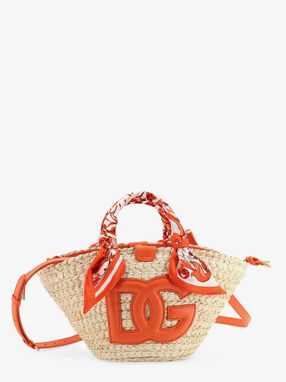 Maiolica shoulder bag in leather and raffia thumbnail