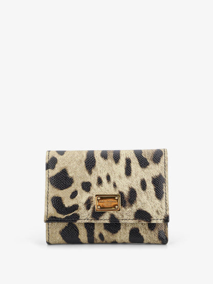 Hammered leather wallet with animal print thumbnail