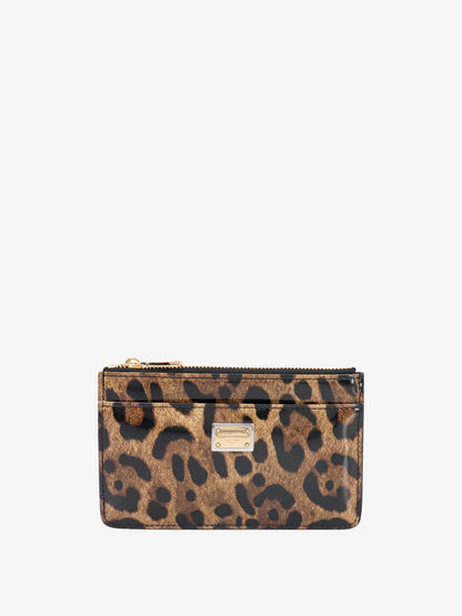 Patent leather card holder with animal print thumbnail