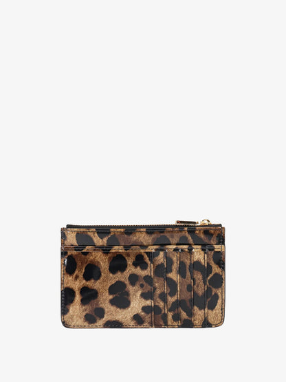 Patent leather card holder with animal print thumbnail