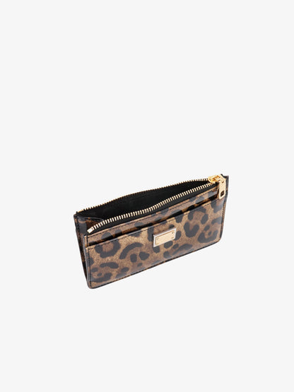 Patent leather card holder with animal print thumbnail