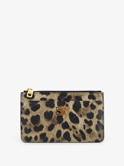 Portacarte in pelle martellata con stampa animalier thumbnail