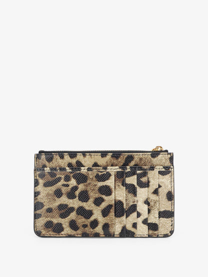 Portacarte in pelle martellata con stampa animalier thumbnail