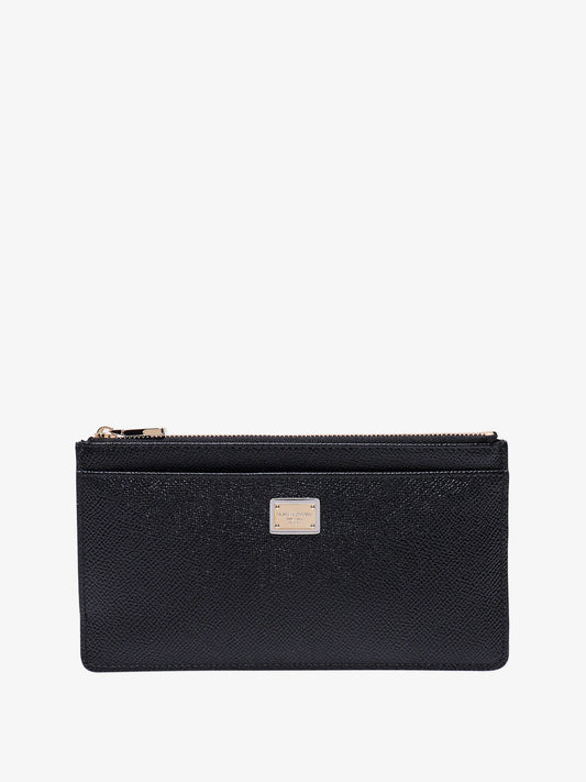 Hammered leather card holder with metal tag