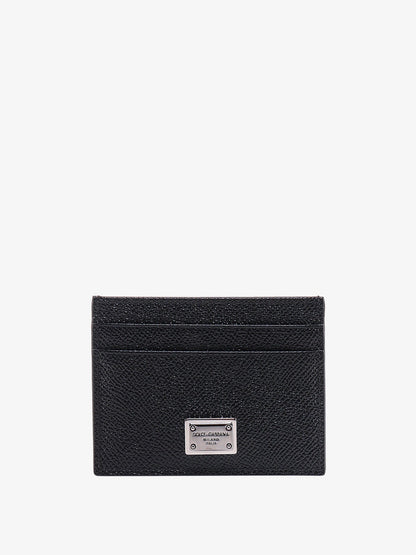 Leather card holder with metal logo tag thumbnail