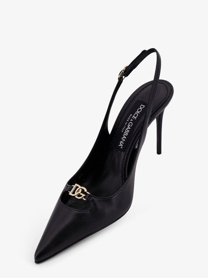 Leather pump with metal DG logo thumbnail