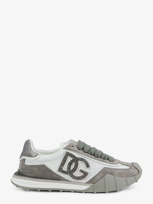 Nylon and suede sneakers with DG logo with rhinestones