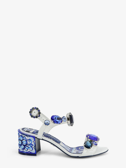 Patent leather sandals with Maiolica print thumbnail