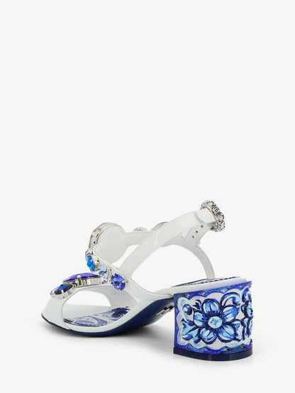 Patent leather sandals with Maiolica print thumbnail