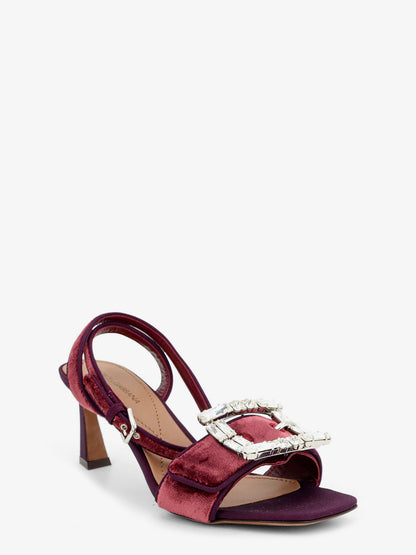Sandali in velluto con dettaglio strass frontale thumbnail