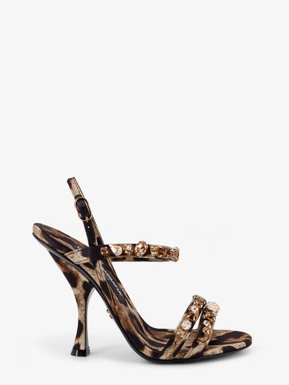 Satin sandals with animal print thumbnail