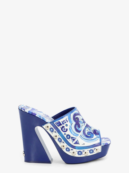 Maiolica print shiny leather sandals thumbnail