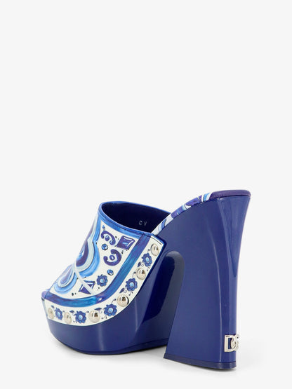 Maiolica print shiny leather sandals thumbnail