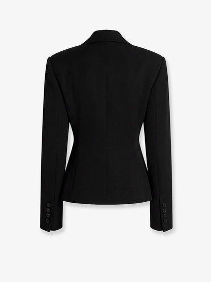 Double-breasted virgin wool gabardine blazer thumbnail