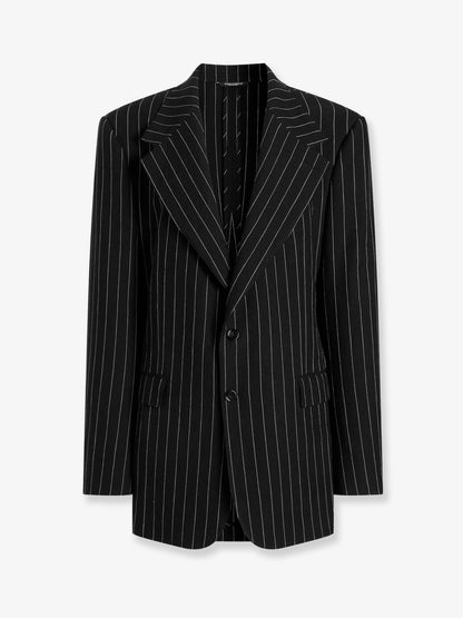 Sicilia wool and linen blend blazer with pinstripe pattern thumbnail