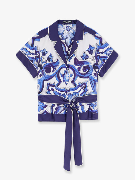 Camicia in seta con stampa Maiolica