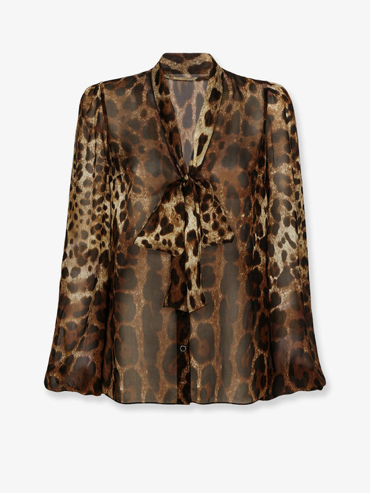 Camicia in chiffon con stampa animalier