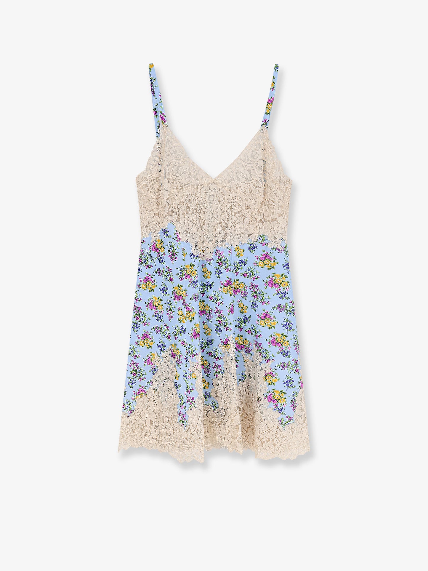 Silk blend dress with a Mazzolini di fiori print