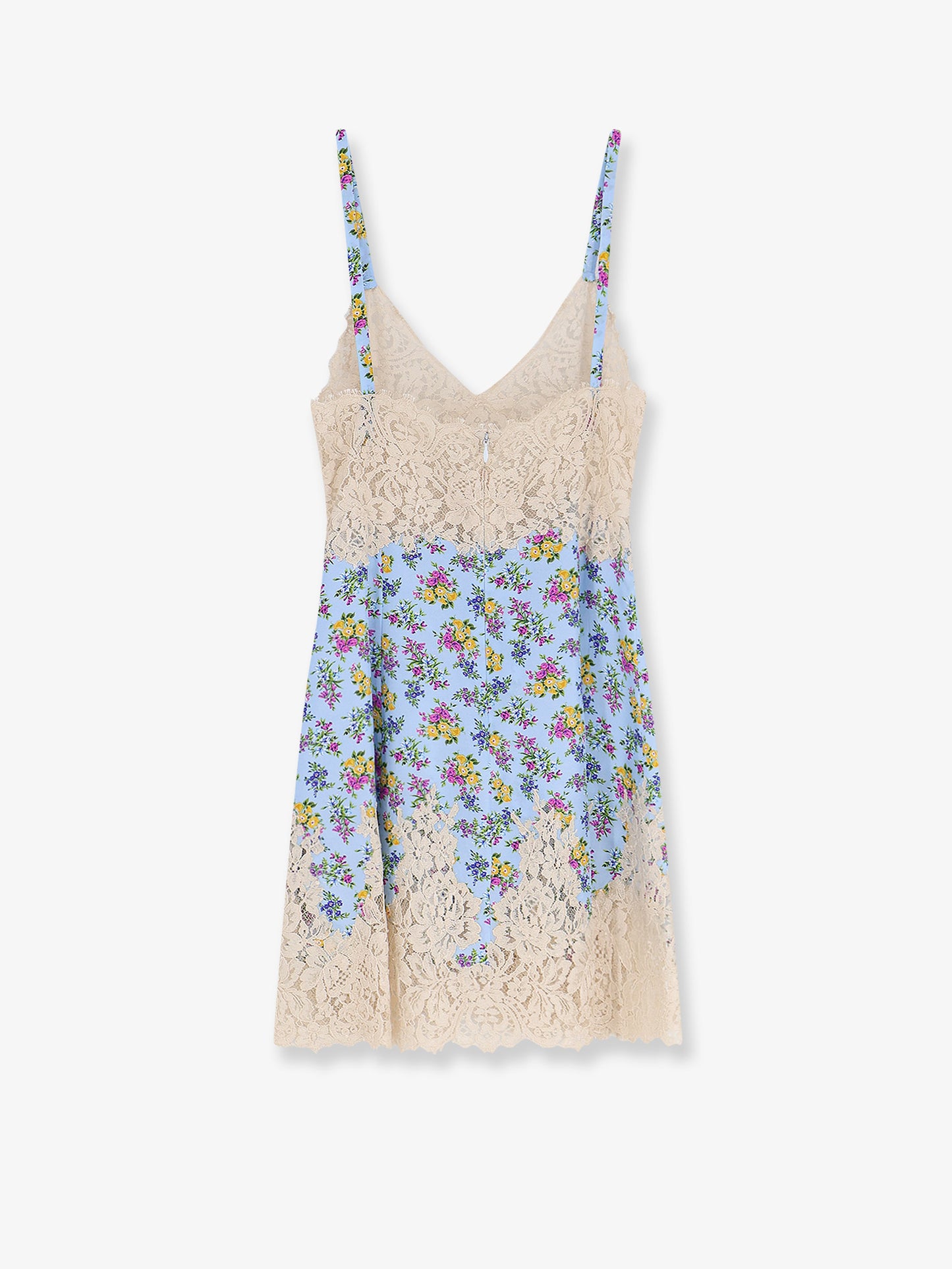 Silk blend dress with a Mazzolini di fiori print