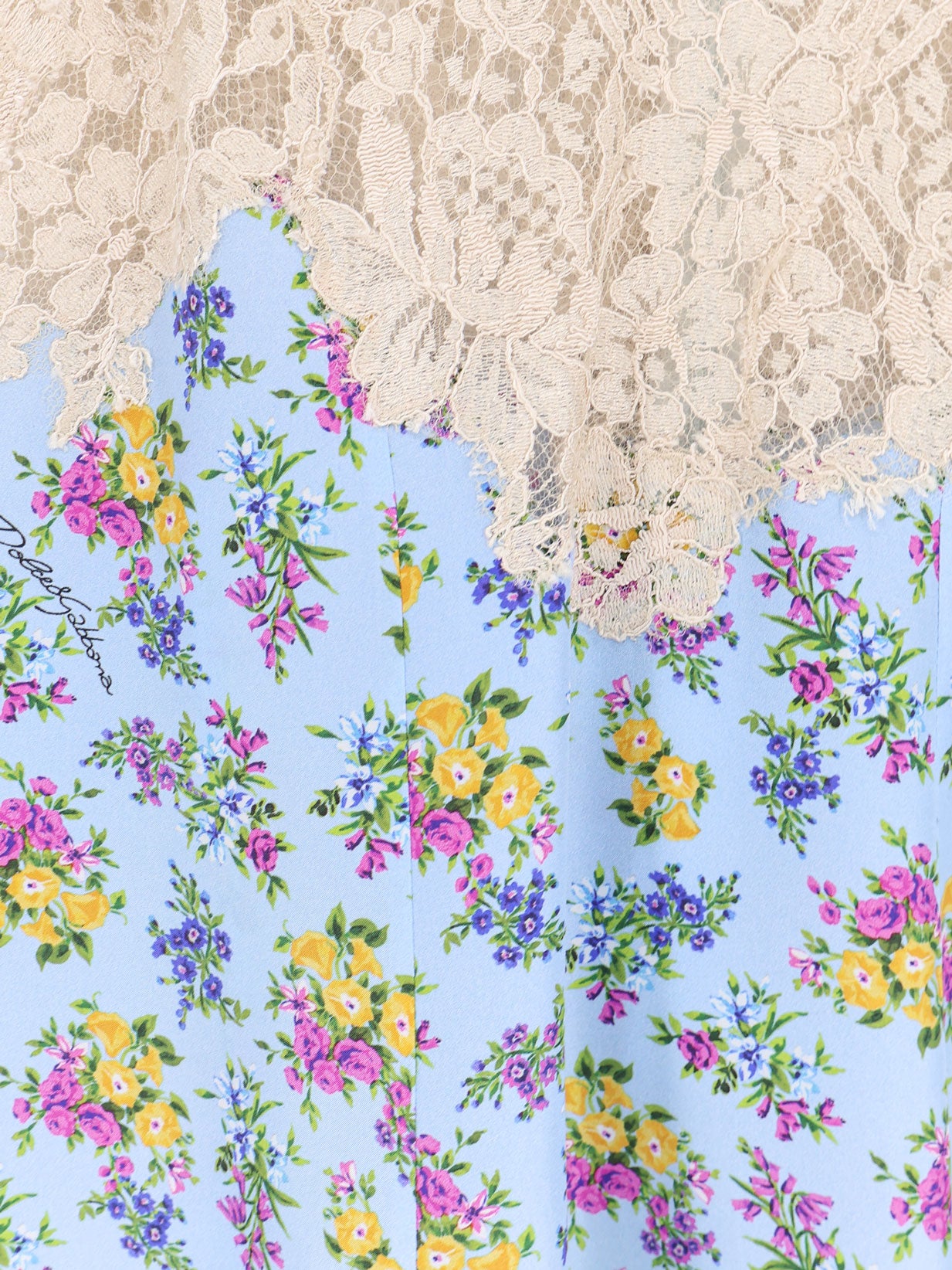 Silk blend dress with a Mazzolini di fiori print