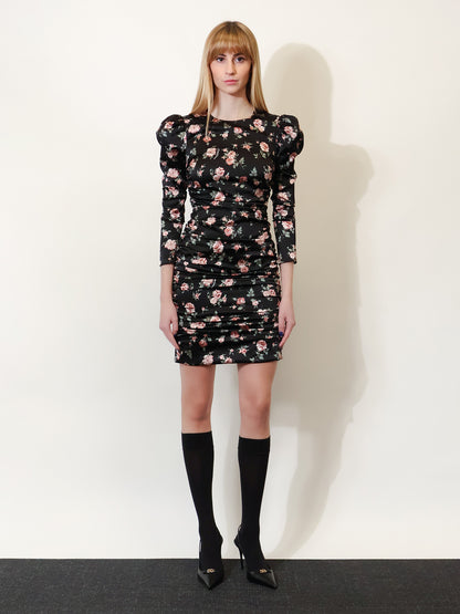 Stretch silk mini dress with iconic print thumbnail