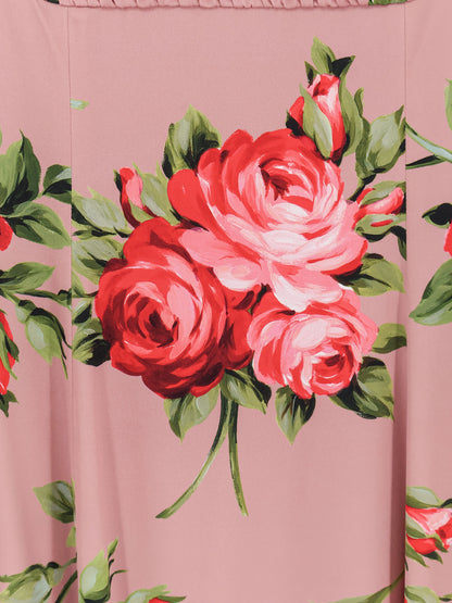 Long silk dress with Bouquet Rose print thumbnail