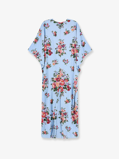 Long charmeuse dress with Mazzo di Fiori print thumbnail