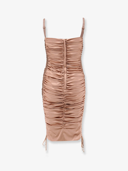 Stretch silk dress with lateral drawstring thumbnail