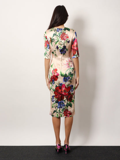 Satin dress with iconic floral print thumbnail