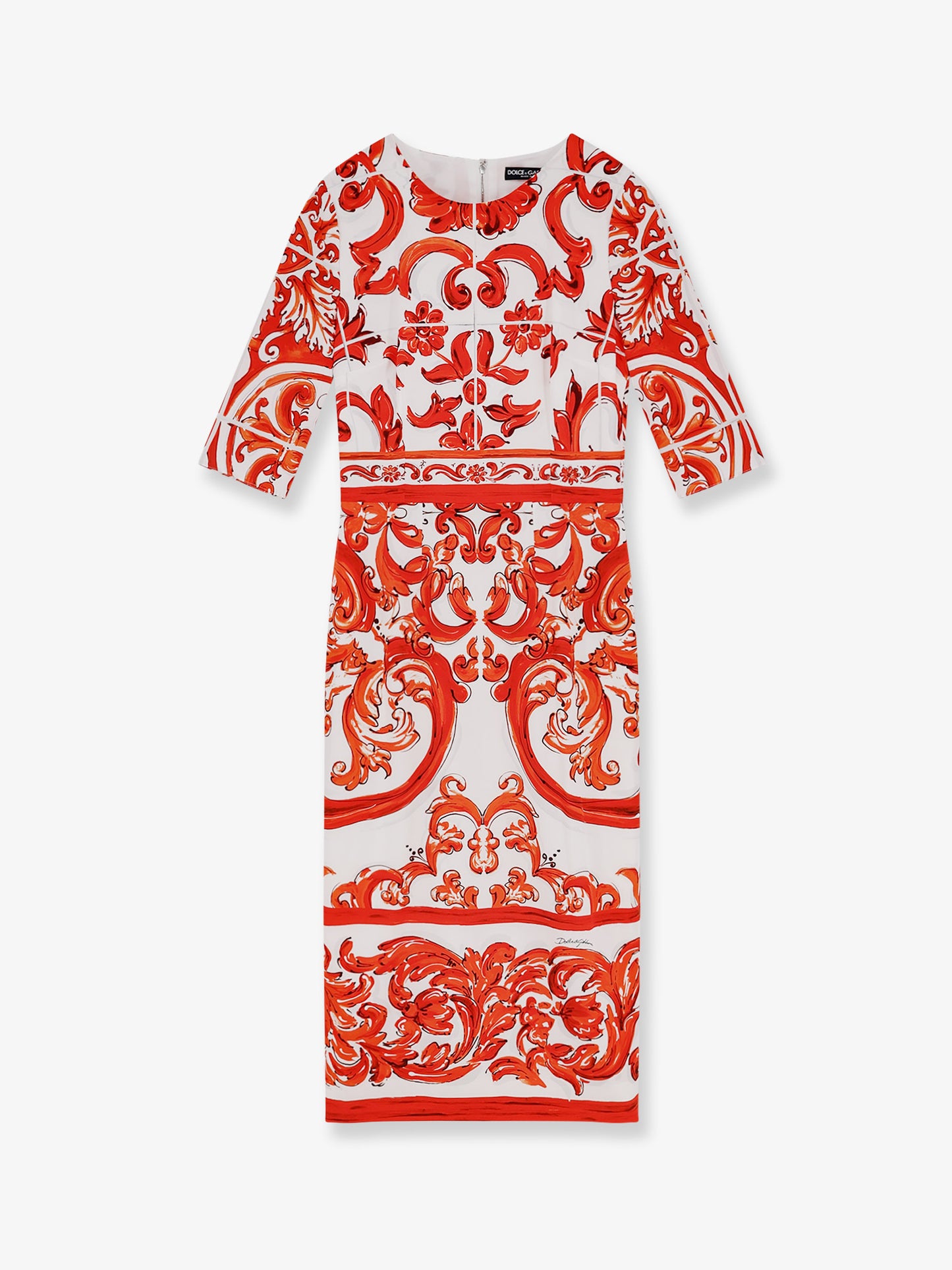 Silk long dress with Maiolica print