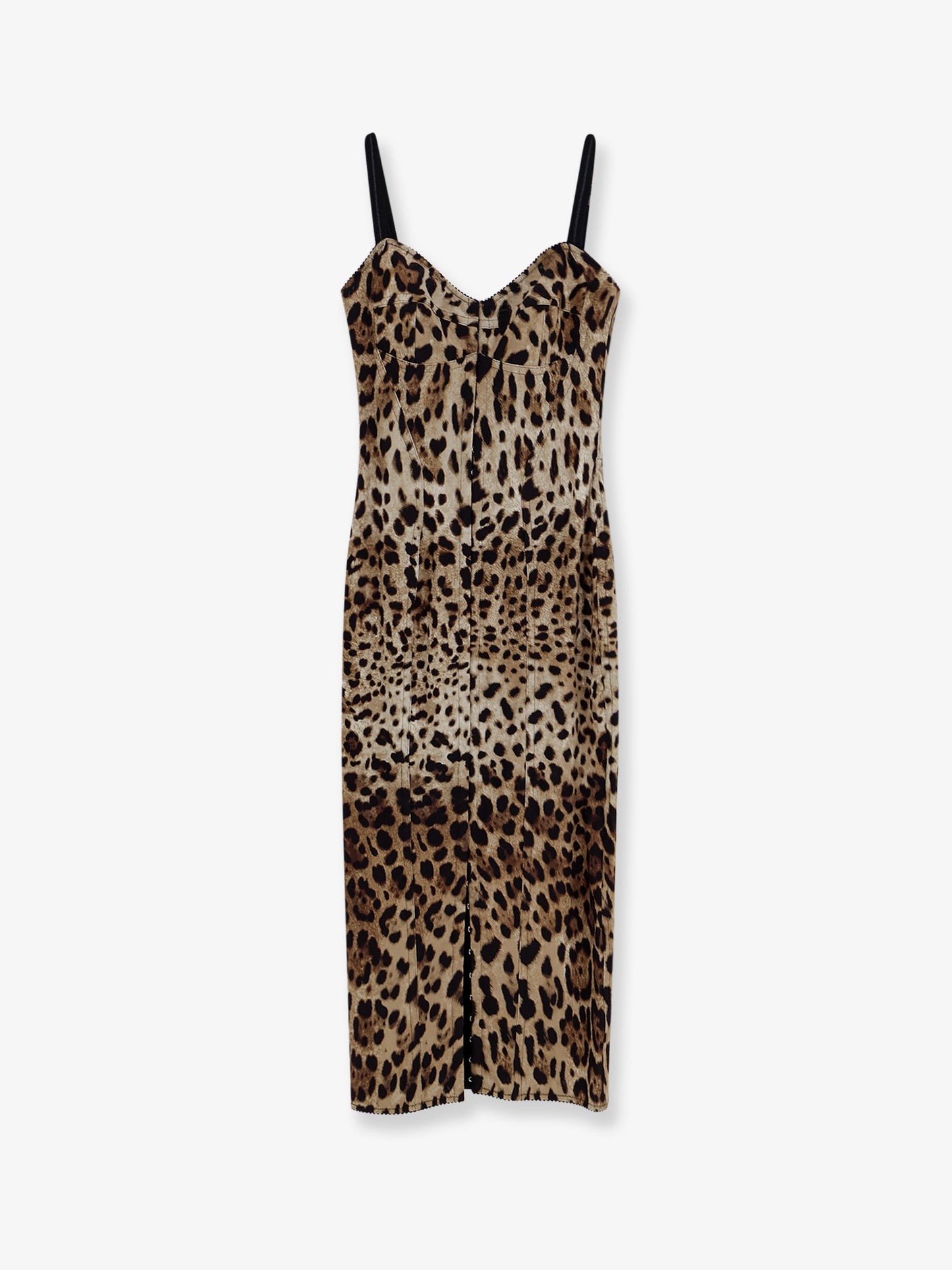 Stretch fabric long dress with animal print